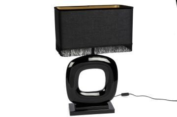 Siyah Kare Püsküllü Abajur 45x71