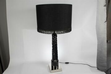 Siyah Örgü Püsküllü Masa Lambası 75x20cm