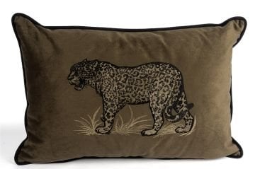 Leopar Nakışlı Kahve Yastık Kırlent 40x60