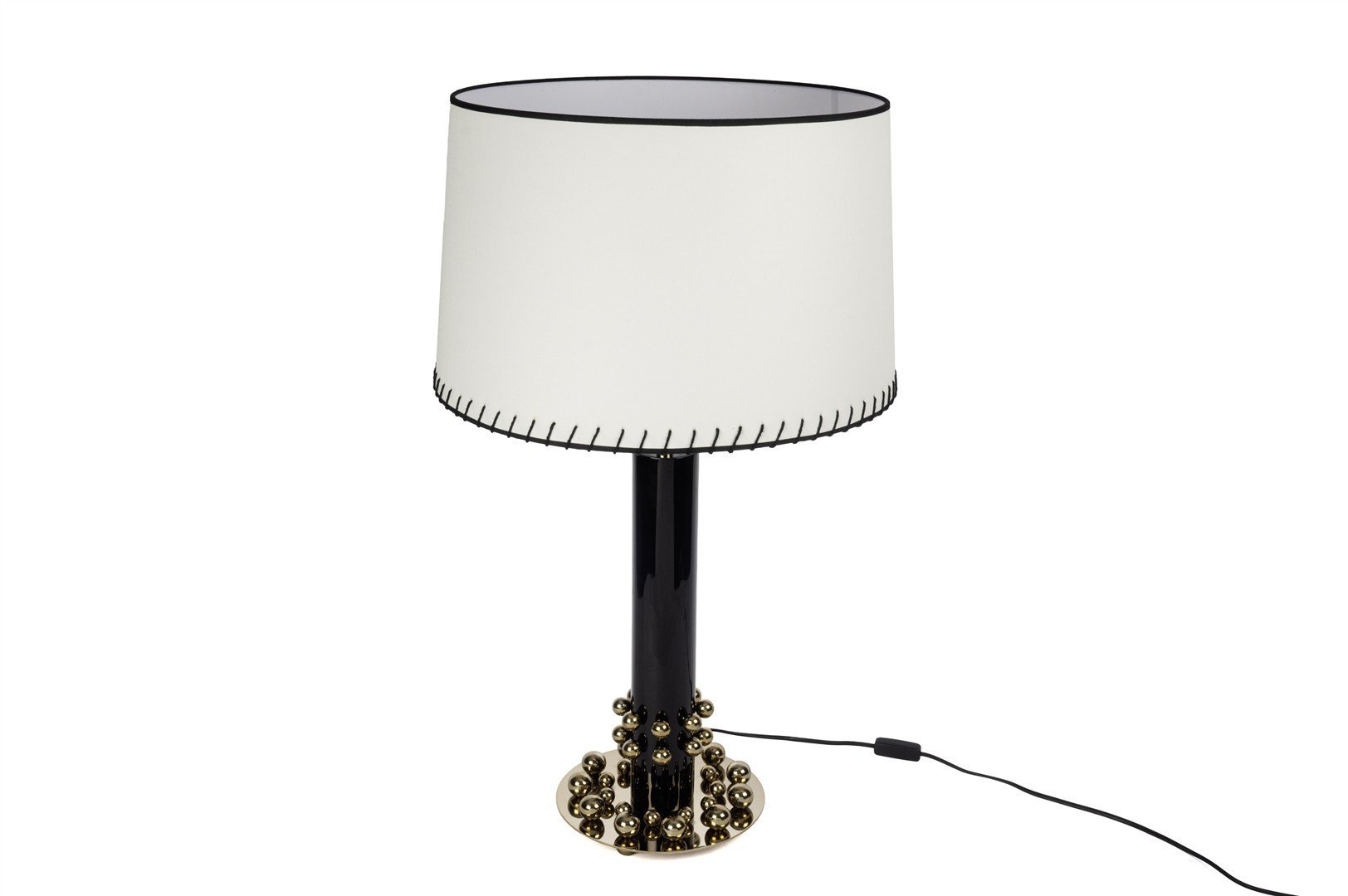 Siyah Gold Ayaklı Beyaz Abajur 45x88cm
