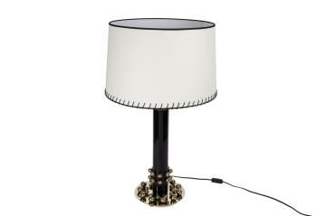Siyah Gold Ayaklı Beyaz Abajur 45x88cm
