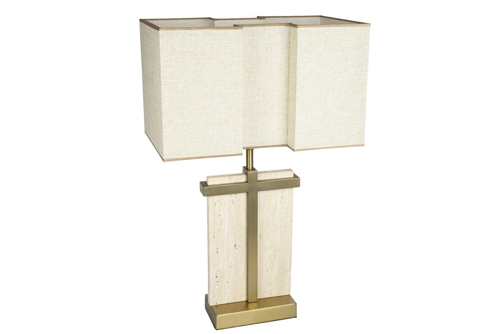 Mermer Mat Gold Beyaz Şapkalı Abajur 50x80cm