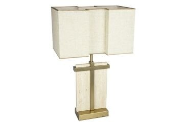 Mermer Mat Gold Beyaz Şapkalı Abajur 50x80cm