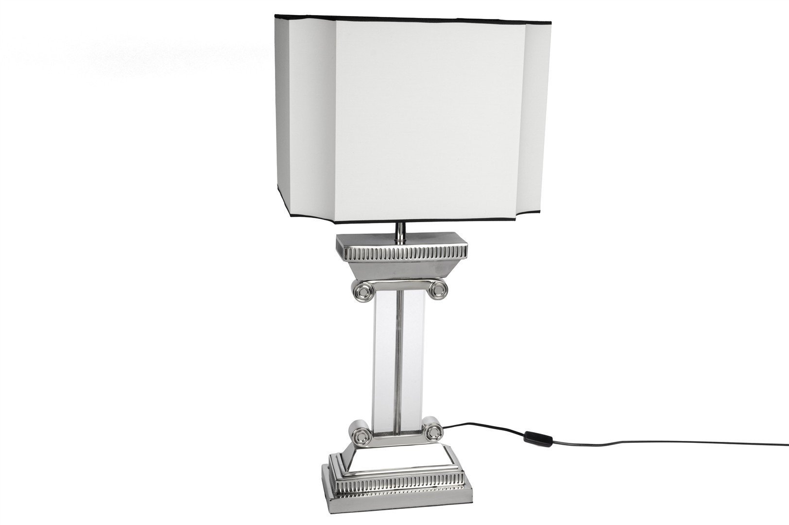 Gümüş Kristal Beyaz Şapkalı Abajur 40x85cm