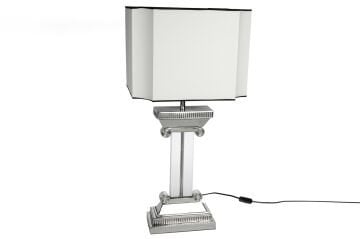 Gümüş Kristal Beyaz Şapkalı Abajur 40x85cm