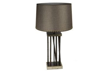 Antik Bronz Ayaklı Kahverengi Abajur 45x92cm