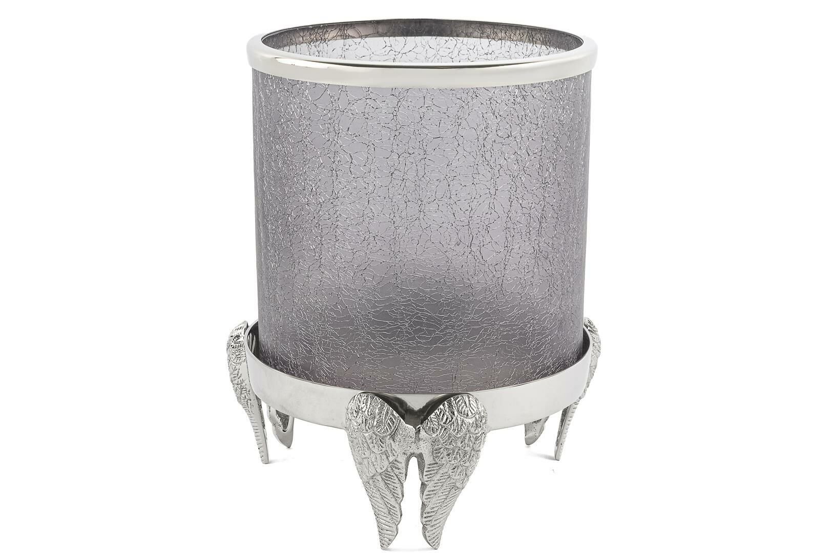 Gümüş Kanat Ayaklı Mumluk 24x28 cm