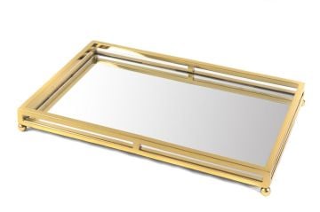 Gold Dikdörtgen Tepsi 41x26cm