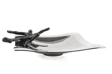 Gümüş Siyah Adam Dekoratif Kase  31x31x9cm