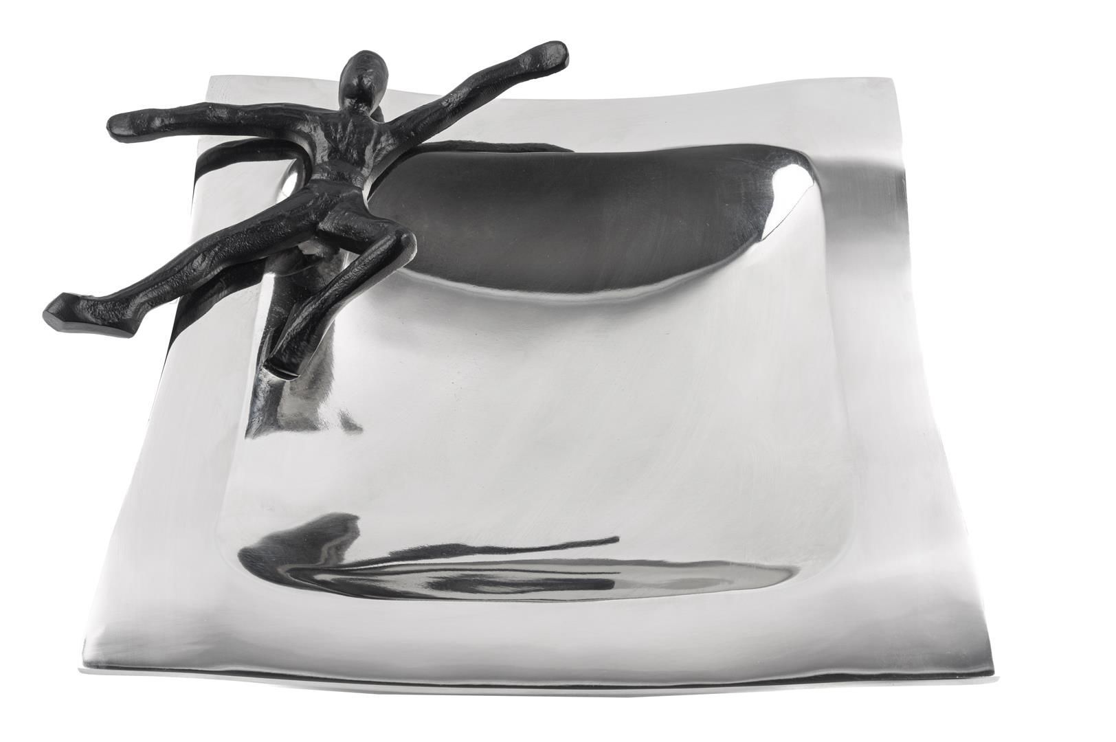 Gümüş Siyah Adam Dekoratif Kase  31x31x9cm