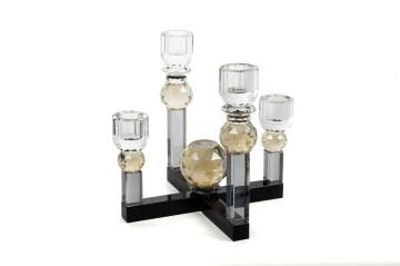 Kristal Gri Siyah 4kollu Şamdan 20x20x19cm