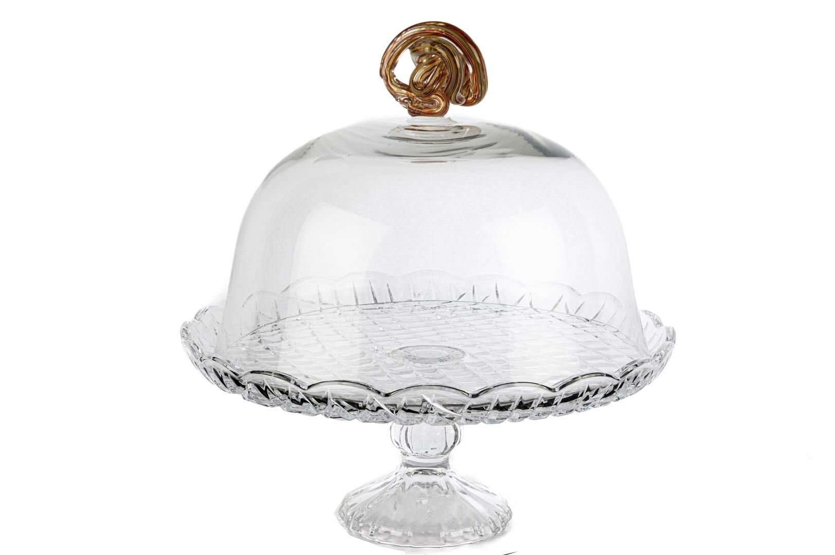 Amber Kapaklı Cam Kek Standı 31x31cm