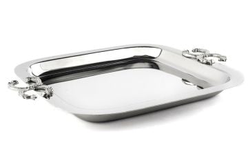 Gümüş C Logolu Tepsi 28x24cm