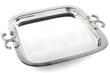 Gümüş C Logolu Tepsi 28x24cm