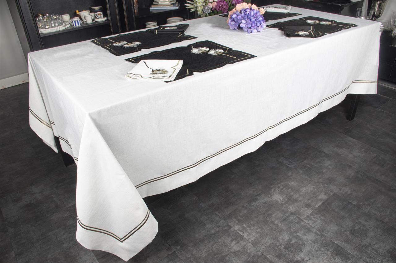 Ella Beyaz 180x280 Masa Örtüsü