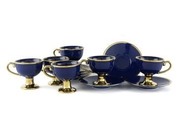Lacivert Gold 6 Kişilik Kahve Fincan Seti 90cc