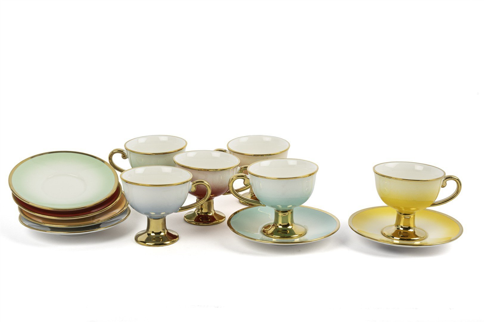 Renkli Gold 6lı Kahve Fincan Seti 90cc