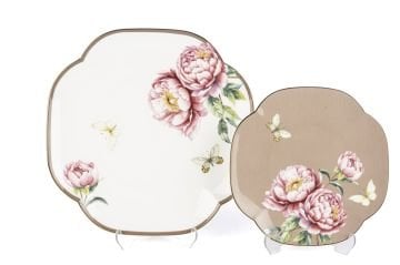 Redrose 4 Parça Set- 2li Pasta Tabağı 19cm ve 2li Servis Tabağı 25cm