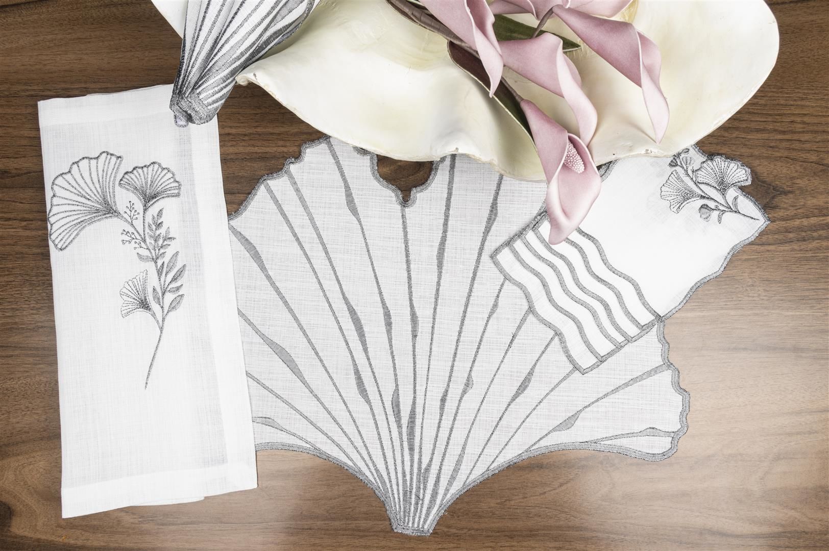 Ginko beyaz gümüş 6lı bardak atlıgı