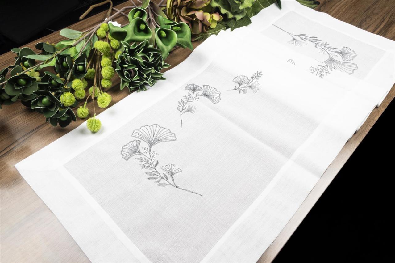 Ginko beyaz gümüş 50x170 runner