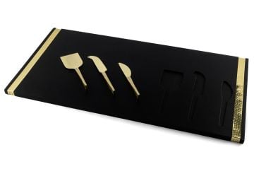 Siyah Gold 3 Parça Peynir Servis Seti 60x30cm