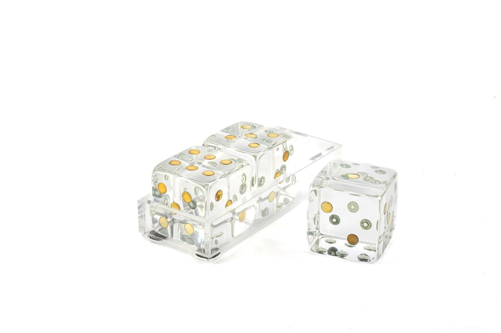 Clear Akrilik Dek 3lü Zar Seti 16x6x6cm