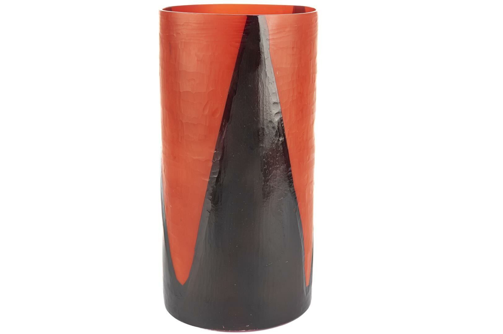 Kırmızı Siyah Uzun Cam Vazo 20x40cm