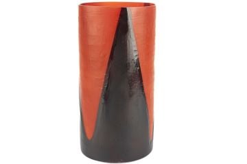 Kırmızı Siyah Uzun Cam Vazo 20x40cm