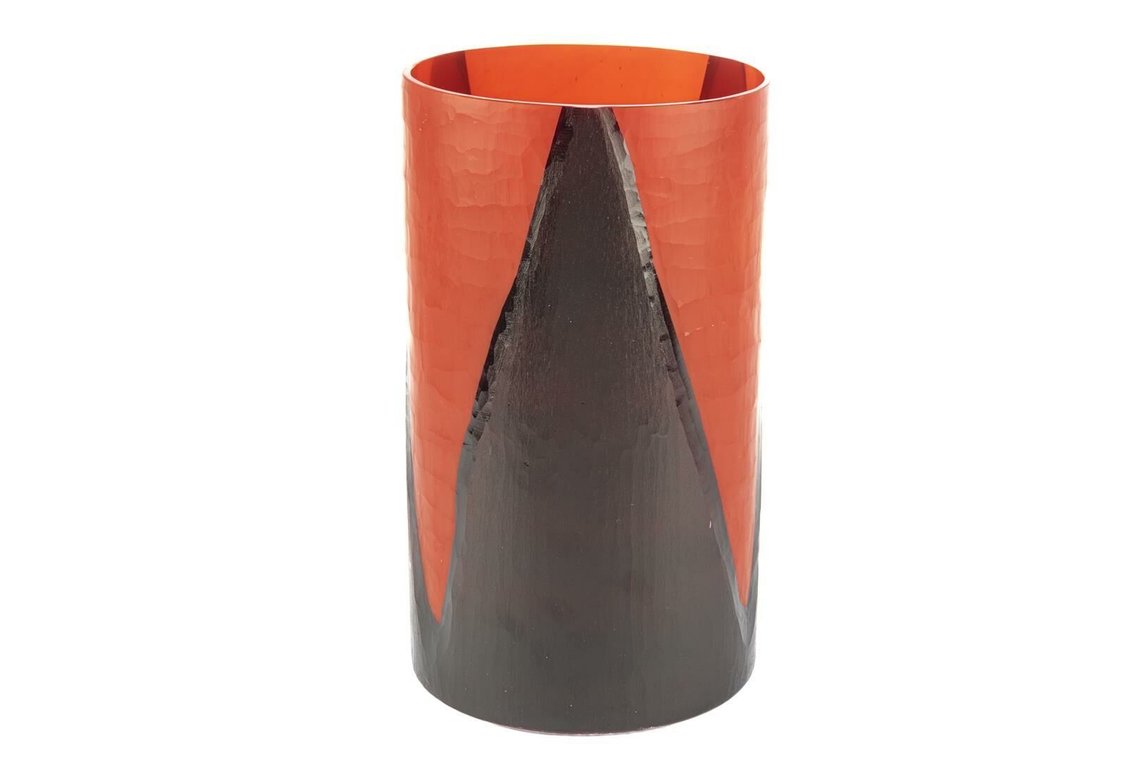 Kırmızı Siyah Kısa Cam Vazo 18x30cm