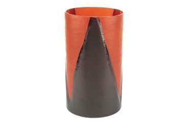 Kırmızı Siyah Kısa Cam Vazo 18x30cm