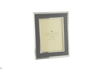 Gri Gümüş Deri Çerçeve 13x18cm