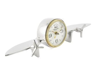 Gümüş Metal Uçak Dek Masa Saati 44x9x13cm