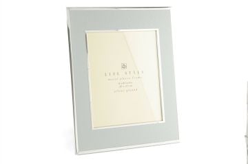 Mavi Gümüş Deri Çerçeve 20x25cm