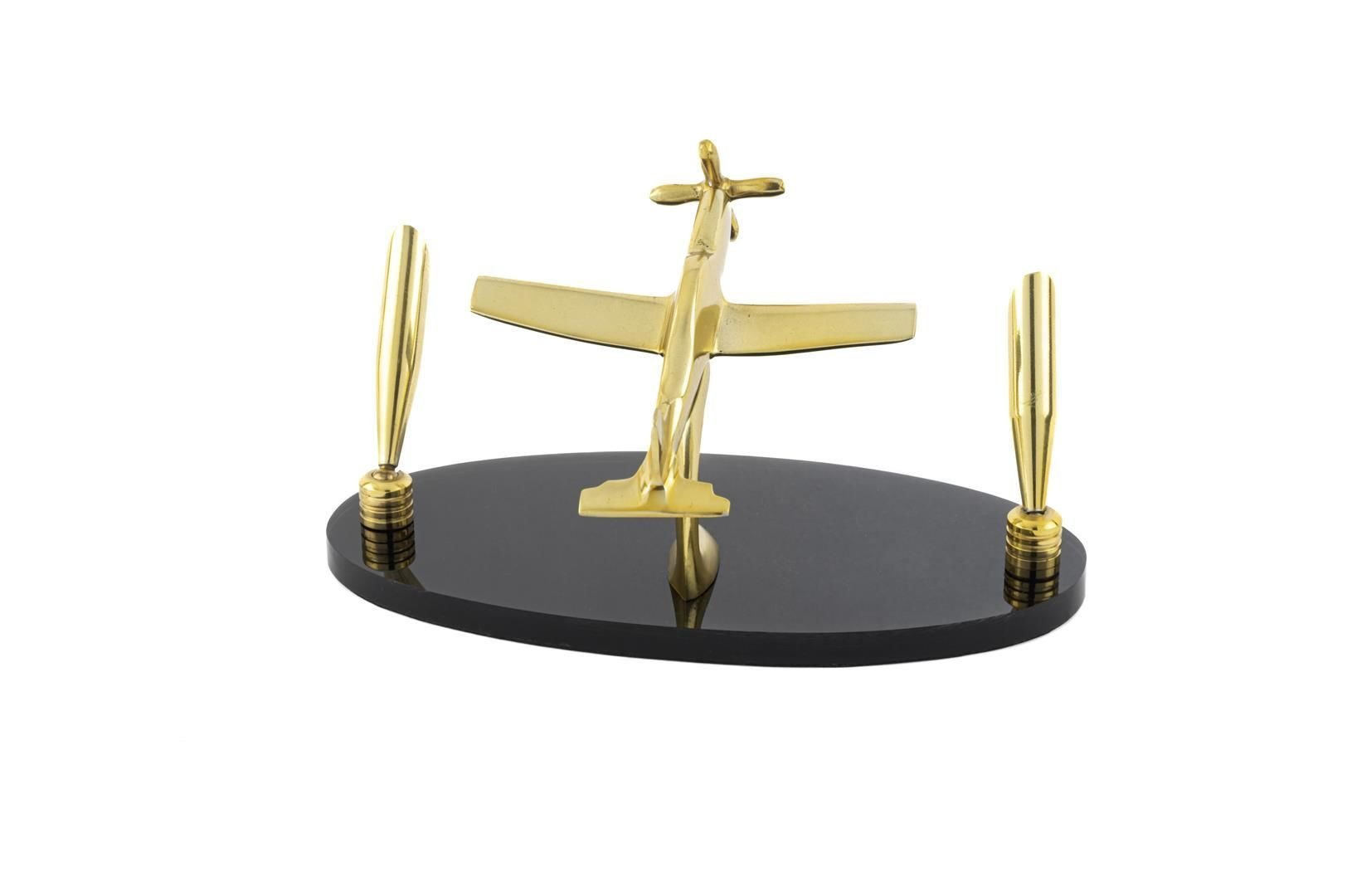 Siyah Gold Uçak Dek Kalem Standı 20x10x11cm