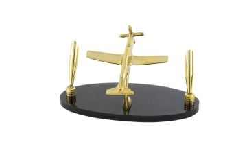 Siyah Gold Uçak Dek Kalem Standı 20x10x11cm