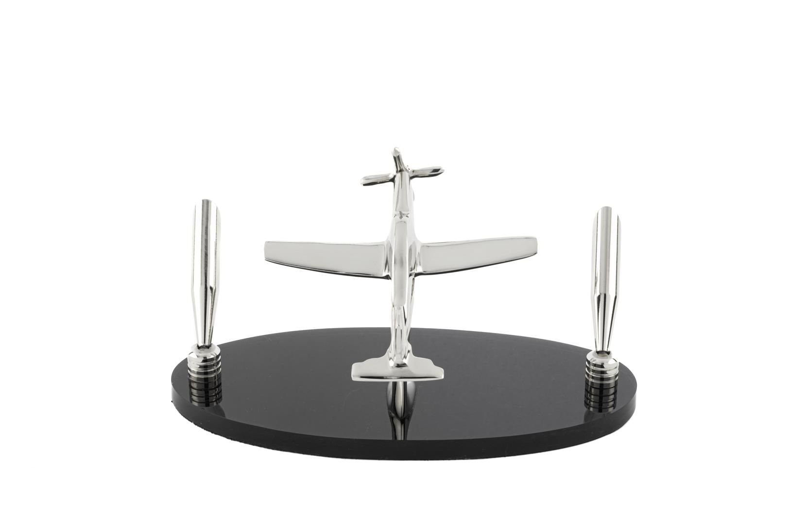 Siyah Gümüş Uçak Dek Kalem Standı 20x10x11cm