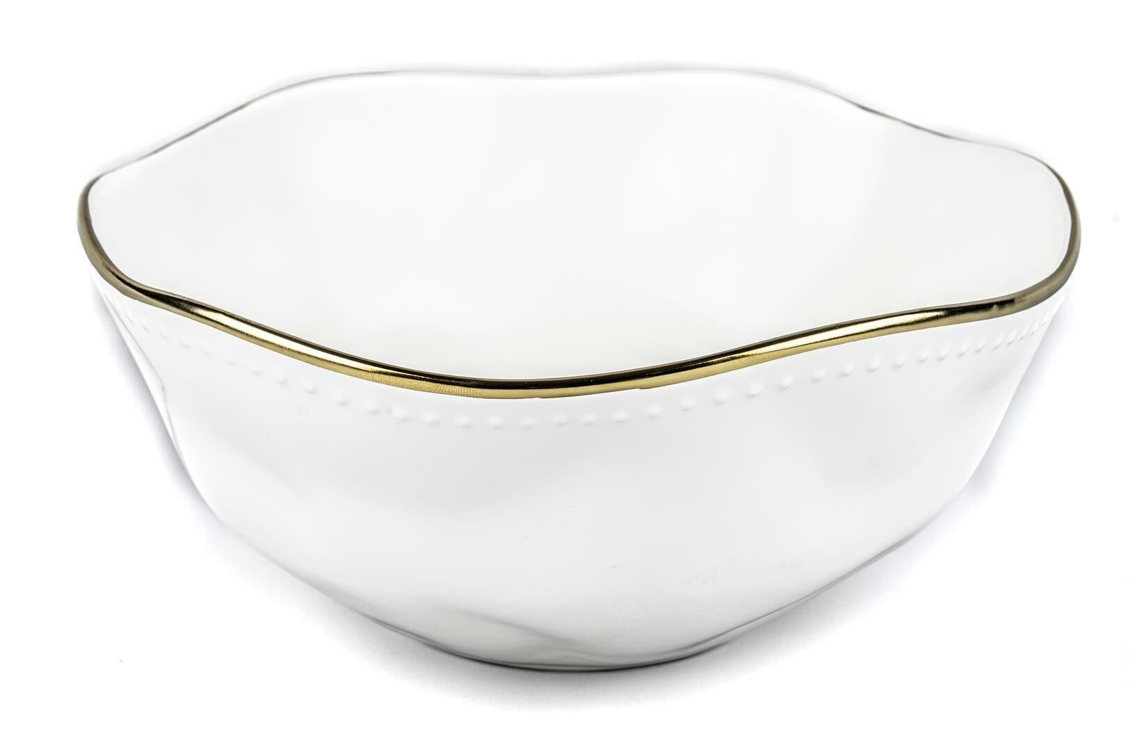 Beyaz Gold Rimli Porselen Kase 24x11cm