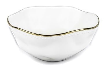 Beyaz Gold Rimli Porselen Kase 24x11cm