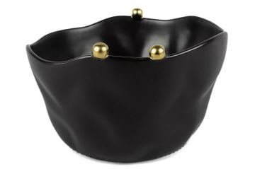 Siyah Gold Toplu Porselen Kase 19x13cm