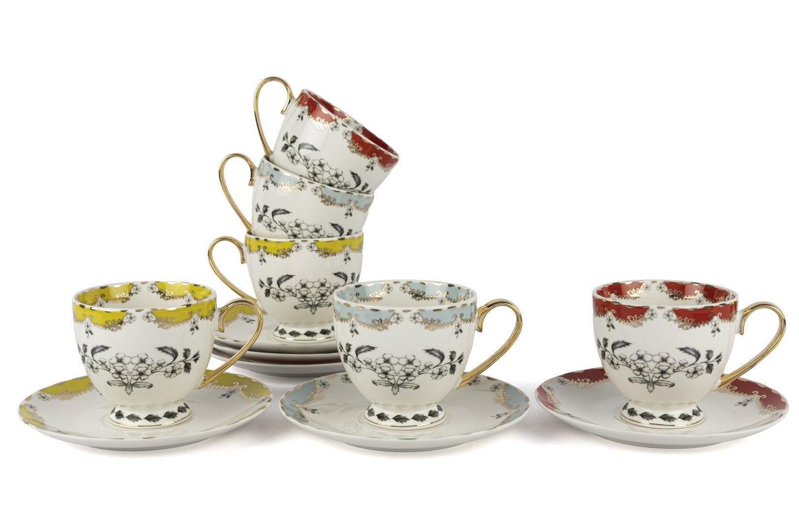 Toscana Rim 3Asorti 6lı Çay Fincan Seti 200ml