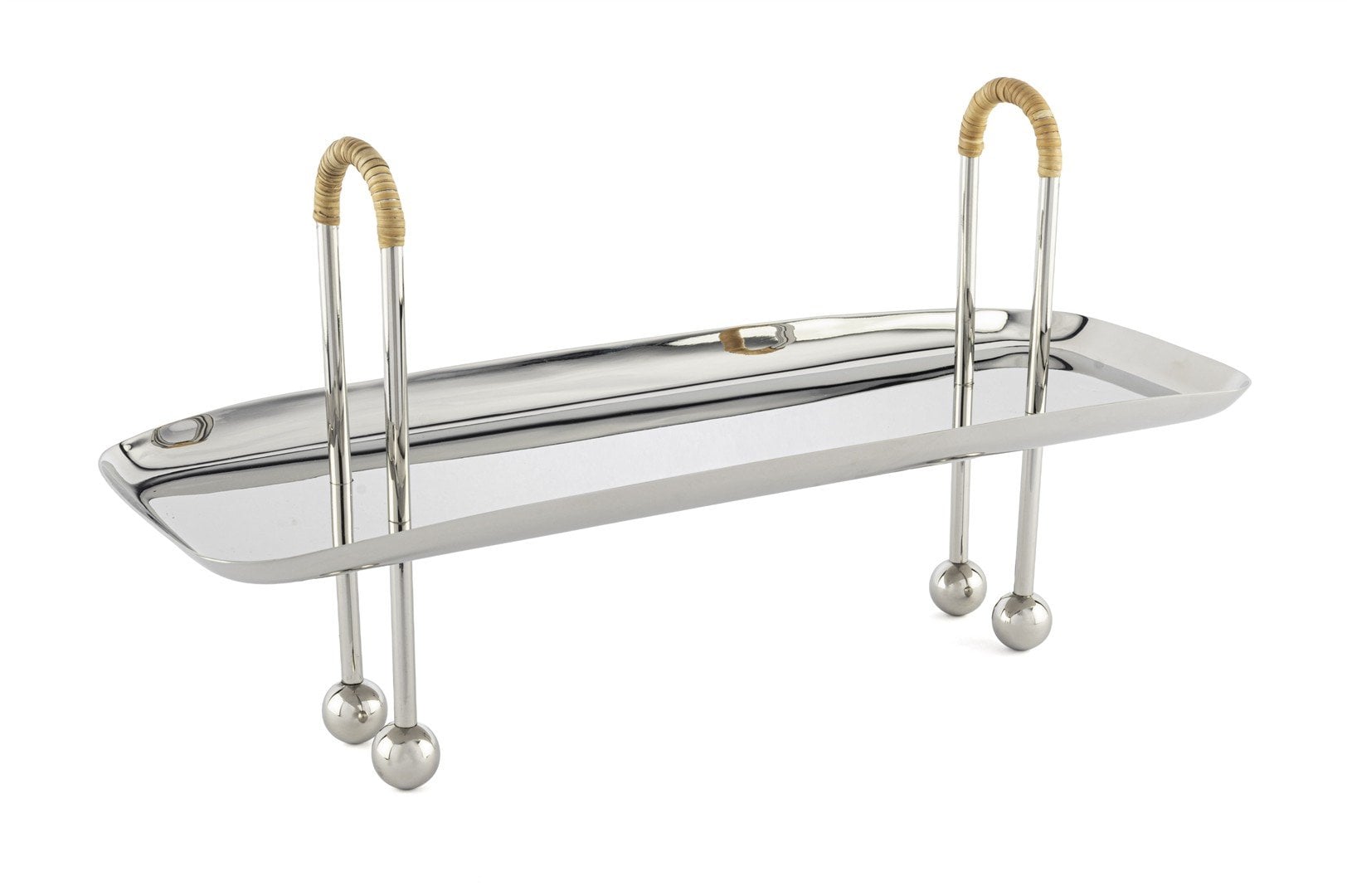 Silver Hasır Kulplu Ayaklı Servislik 42x16x23cm