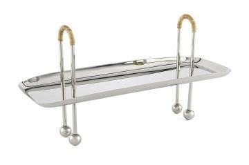 Silver Hasır Kulplu Ayaklı Servislik 42x16x23cm