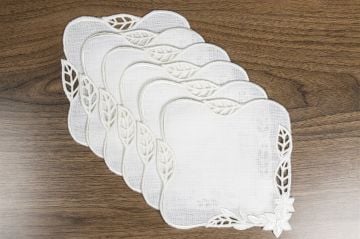 Eva Beyaz 6lı Bardak Altlığı