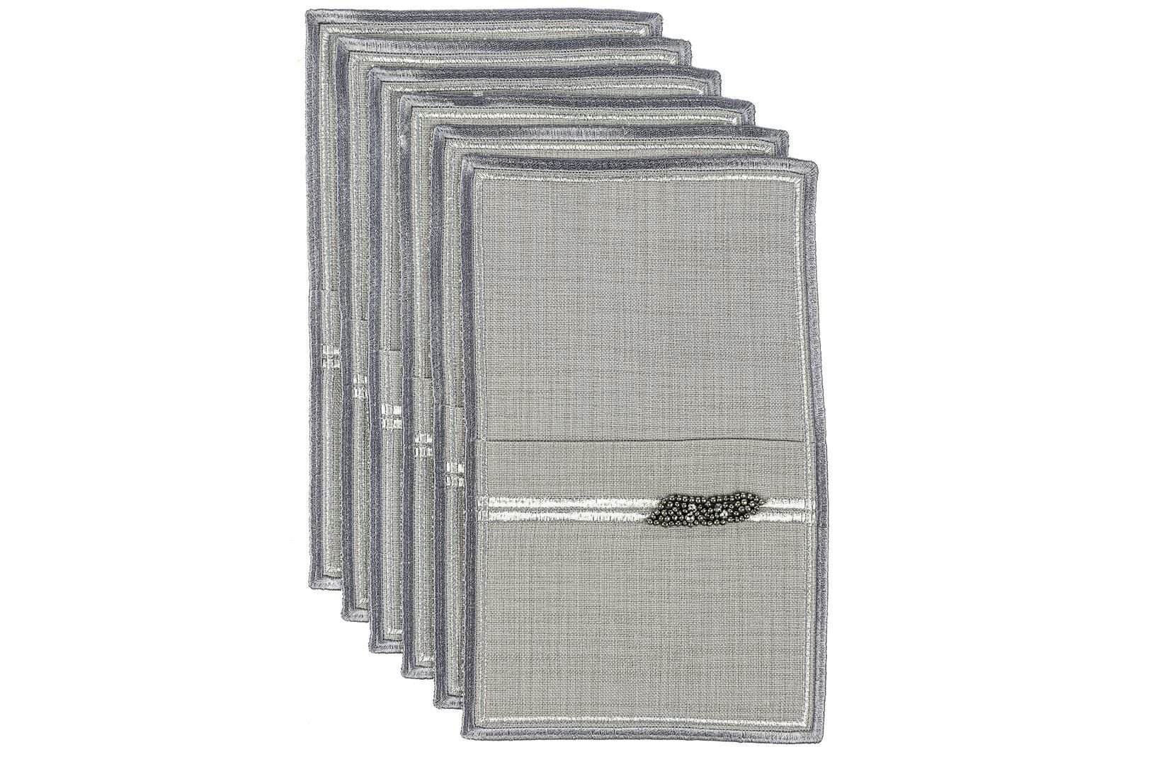 Karmen Gri 6lı Çatal Bıçak Kaşık Peçetesi 25x15