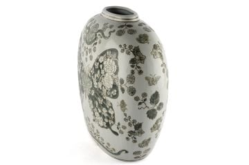 Yeşil Beyaz Kelebekli Vazo 35x18x32cm