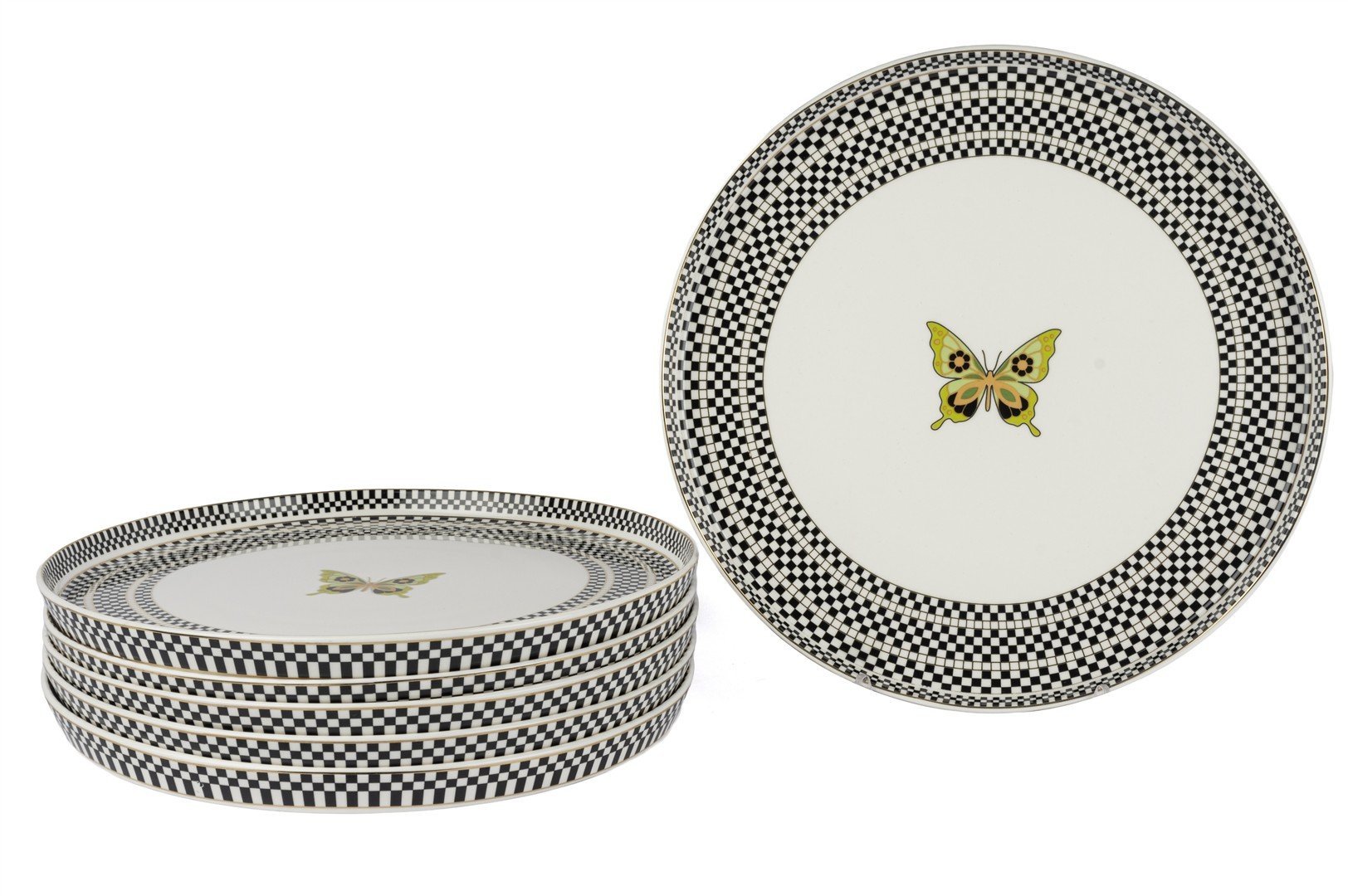 Monarch Siyah Beyaz 6lı Servis Tabağı 28cm