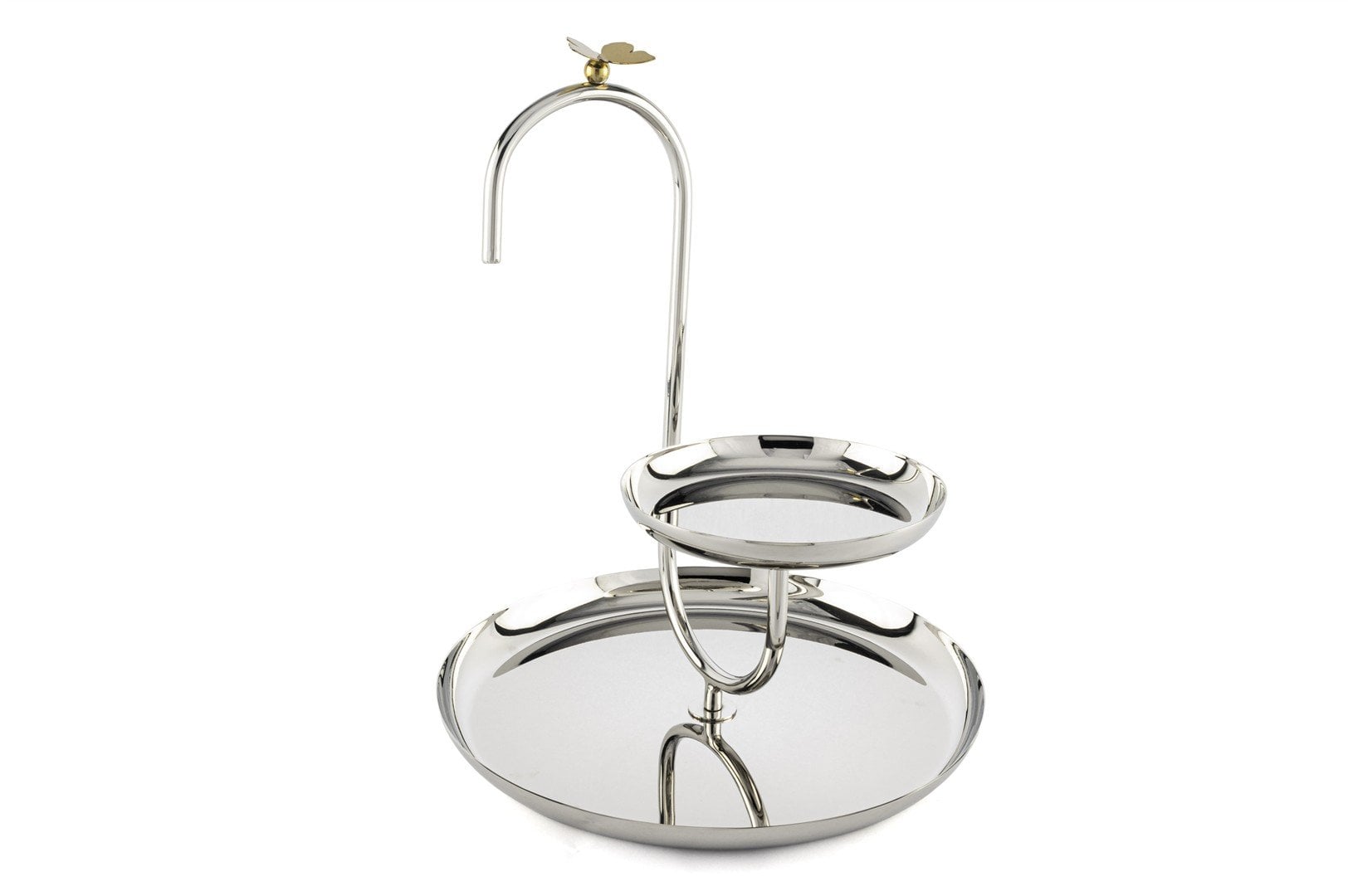 Silver 2 katlı Gold Kelebek Servis Standı 28x35cm
