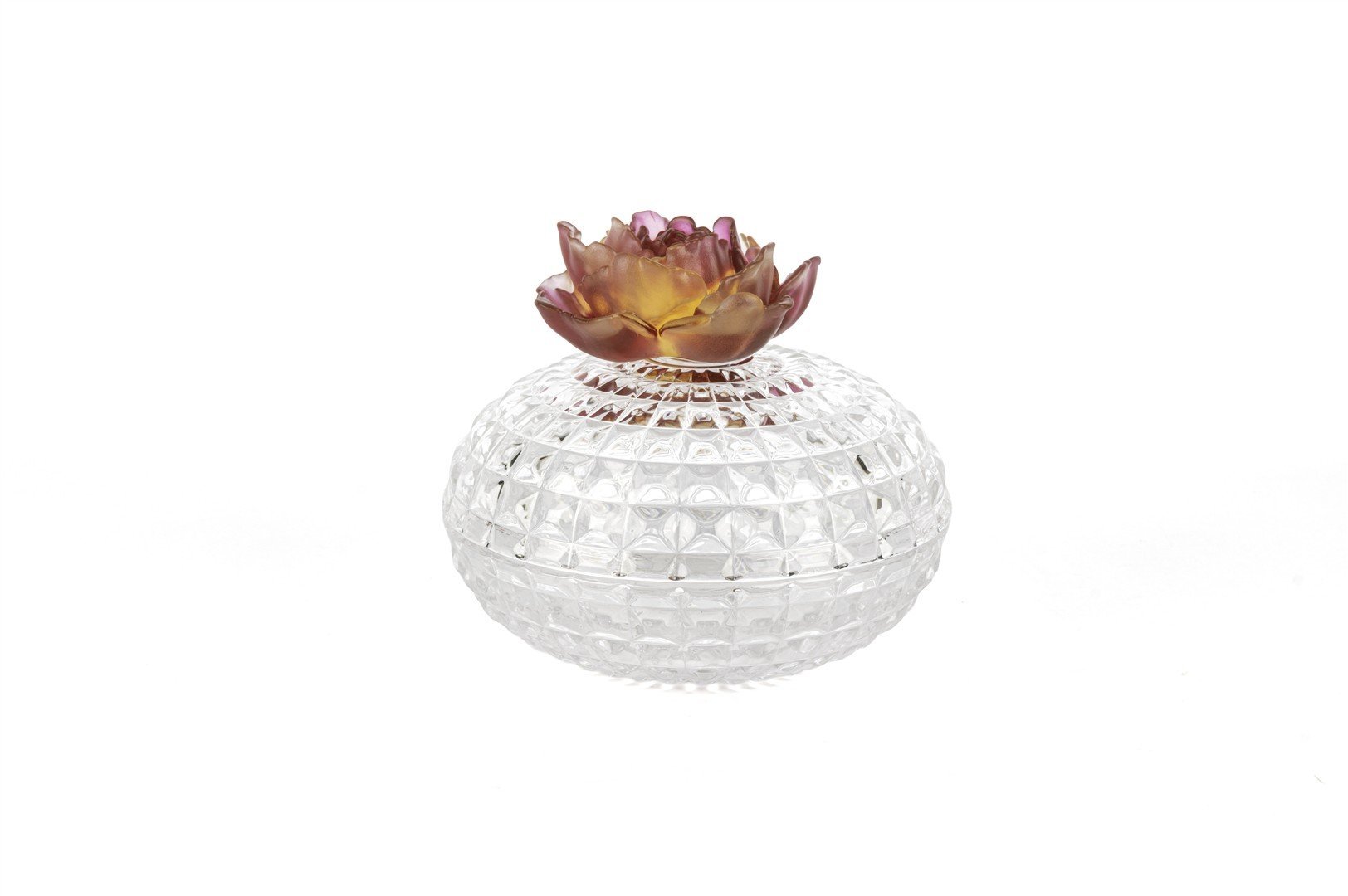 Turuncu Çiçekli Cam Şekerlik 15x14cm