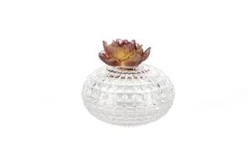 Turuncu Çiçekli Cam Şekerlik 15x14cm