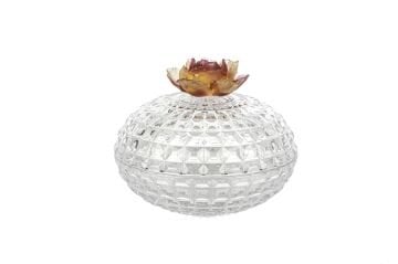 Mor Çiçekli Cam Şekerlik 20x16cm